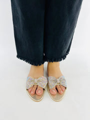 Shimmery Bow Flat Sandals (11022) - Spunkz