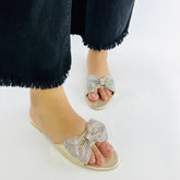 Shimmery Bow Flat Sandals (11022) - Spunkz