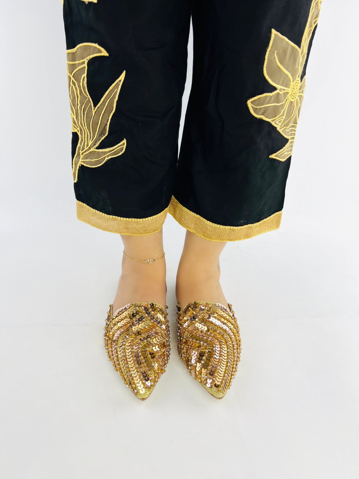 Gold Sequins Mules (11062) - Spunkz