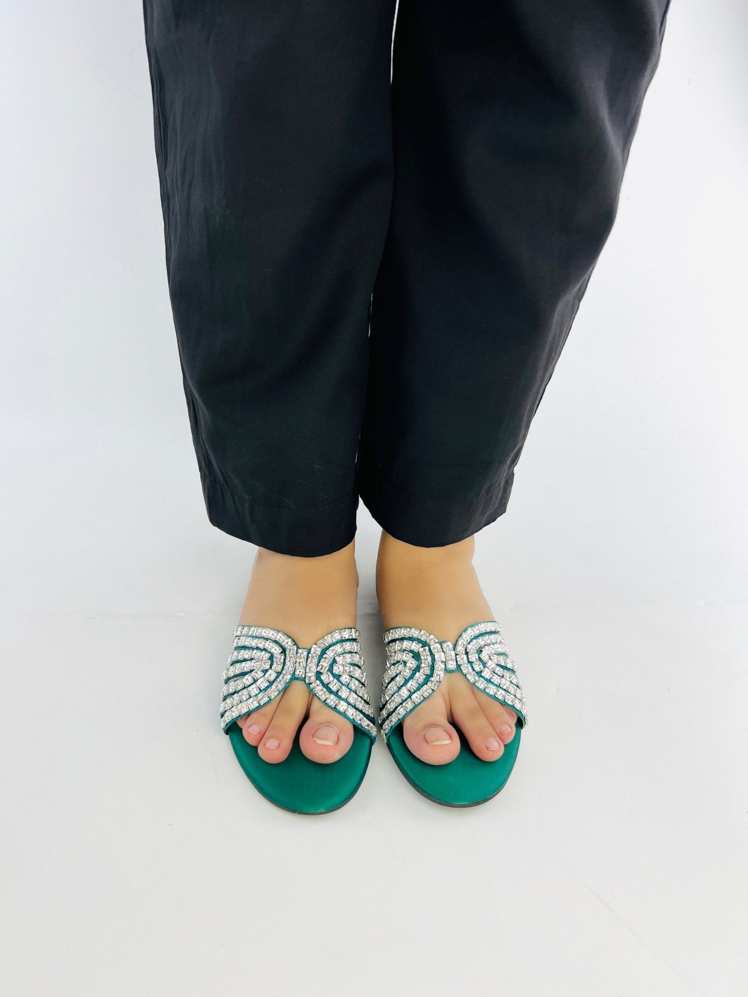 Jamie Green Flat Slippers (11035) - Spunkz