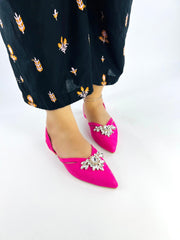 Velvet Pink Slingback Flats (11017) - Spunkz