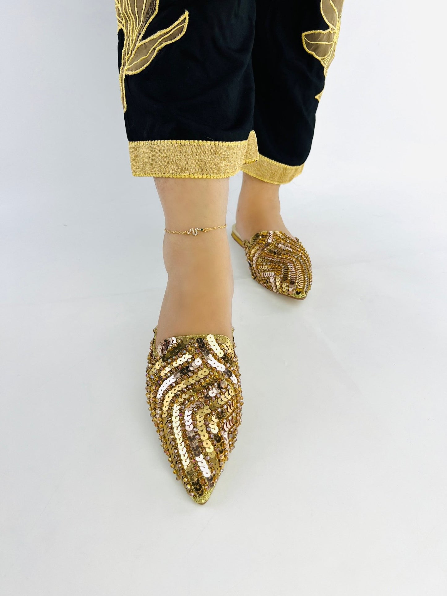Gold Sequins Mules (11062) - Spunkz