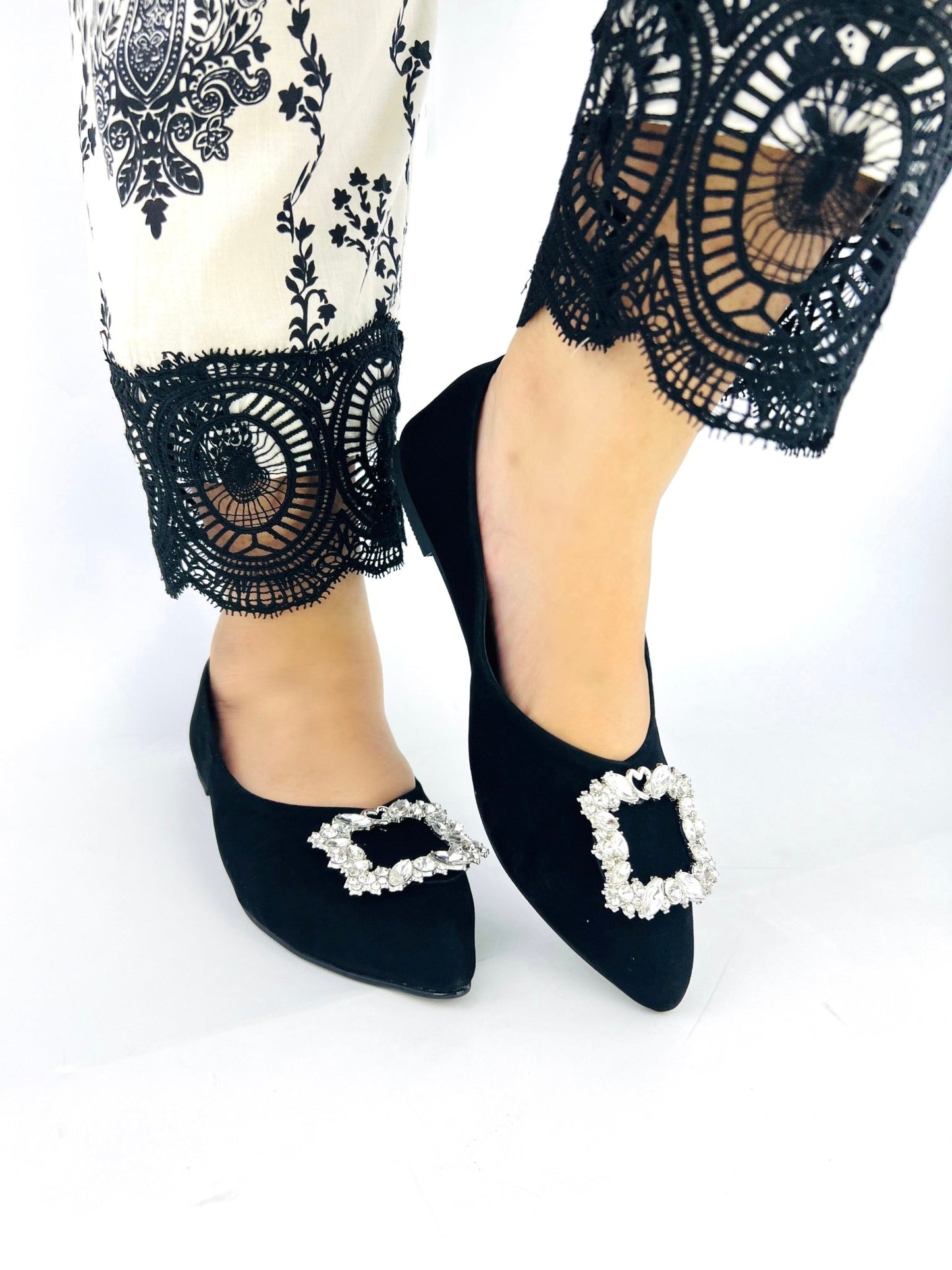 Myla Black Velvet Pump Shoes - Spunkz