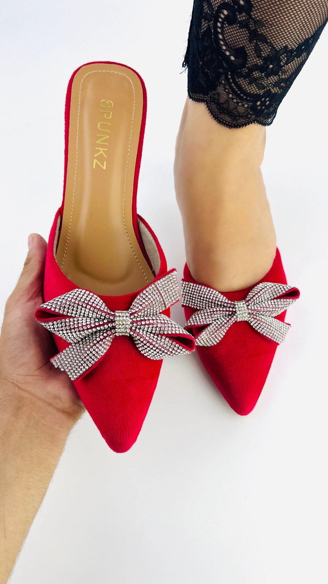 Velvet Bow Heel (Red) - Spunkz