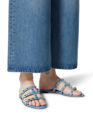 Cage Straps Blue Slippers - Spunkz