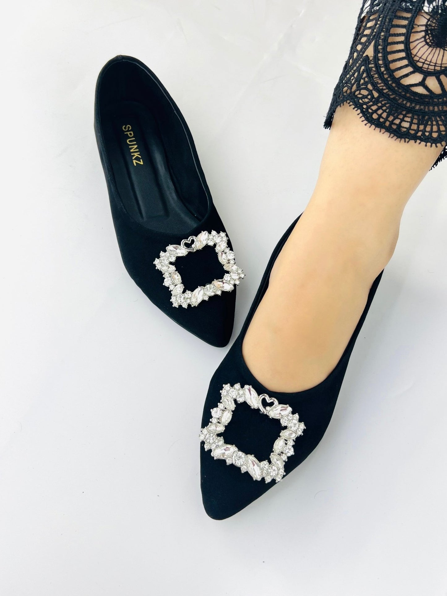 Myla Black Velvet Pump Shoes - Spunkz