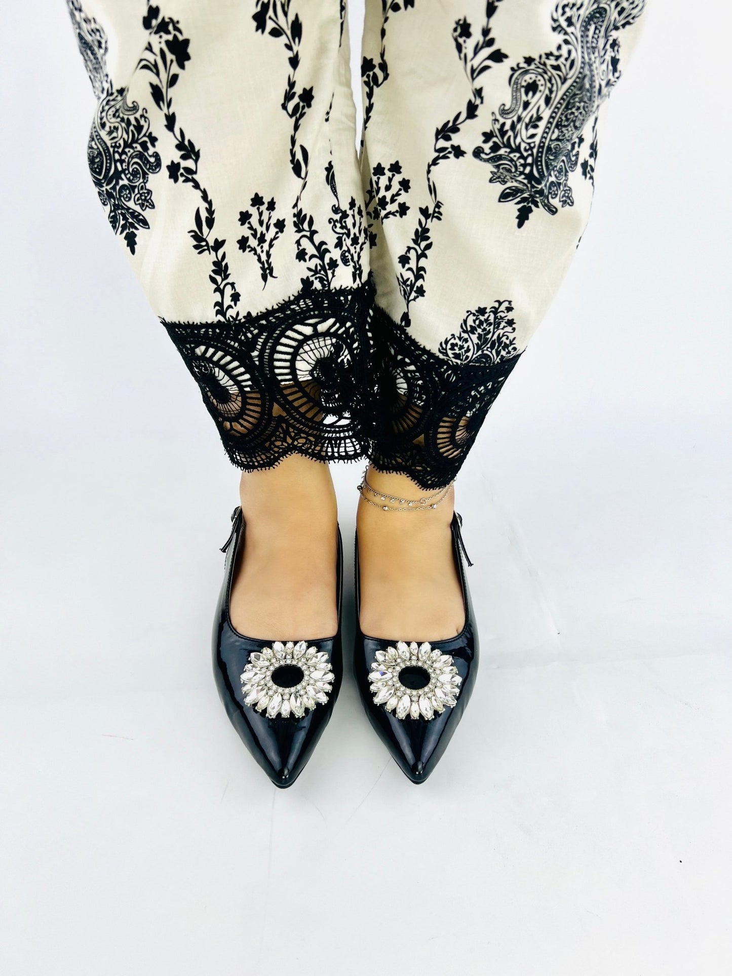 Black Buckle Flat Slingback Shoes (11003) - Spunkz