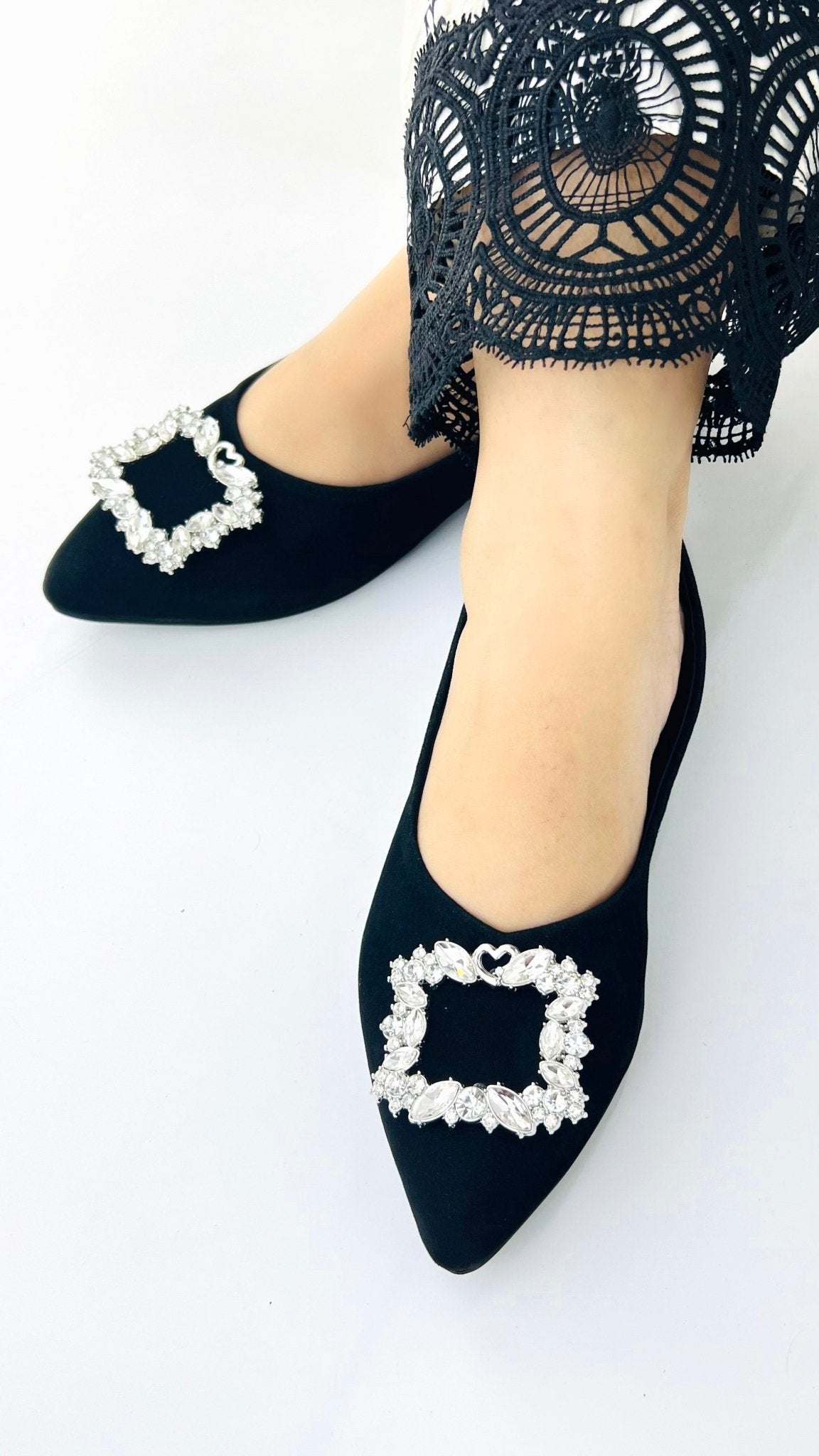 Myla Black Velvet Pump Shoes - Spunkz