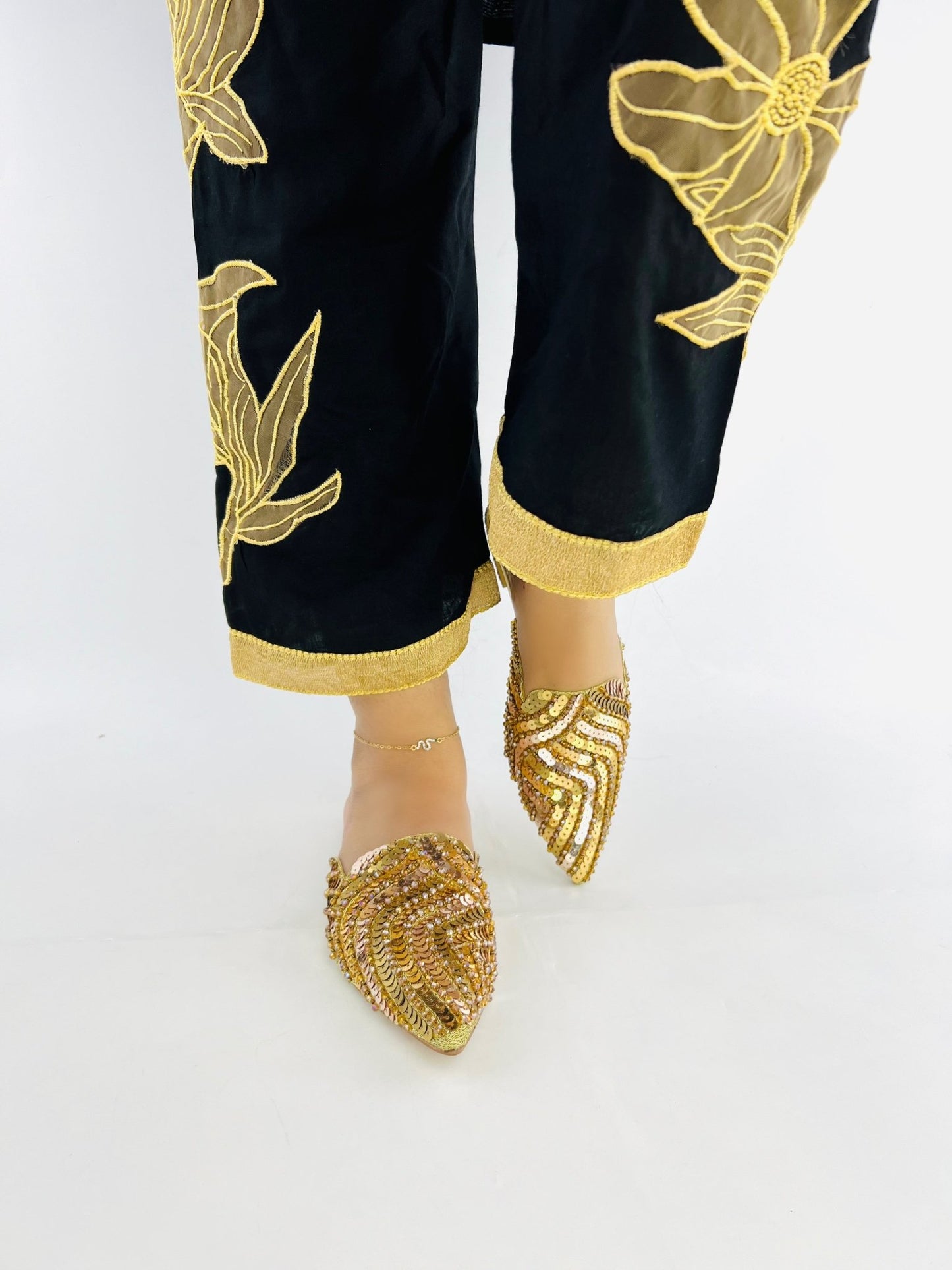 Gold Sequins Mules (11062) - Spunkz