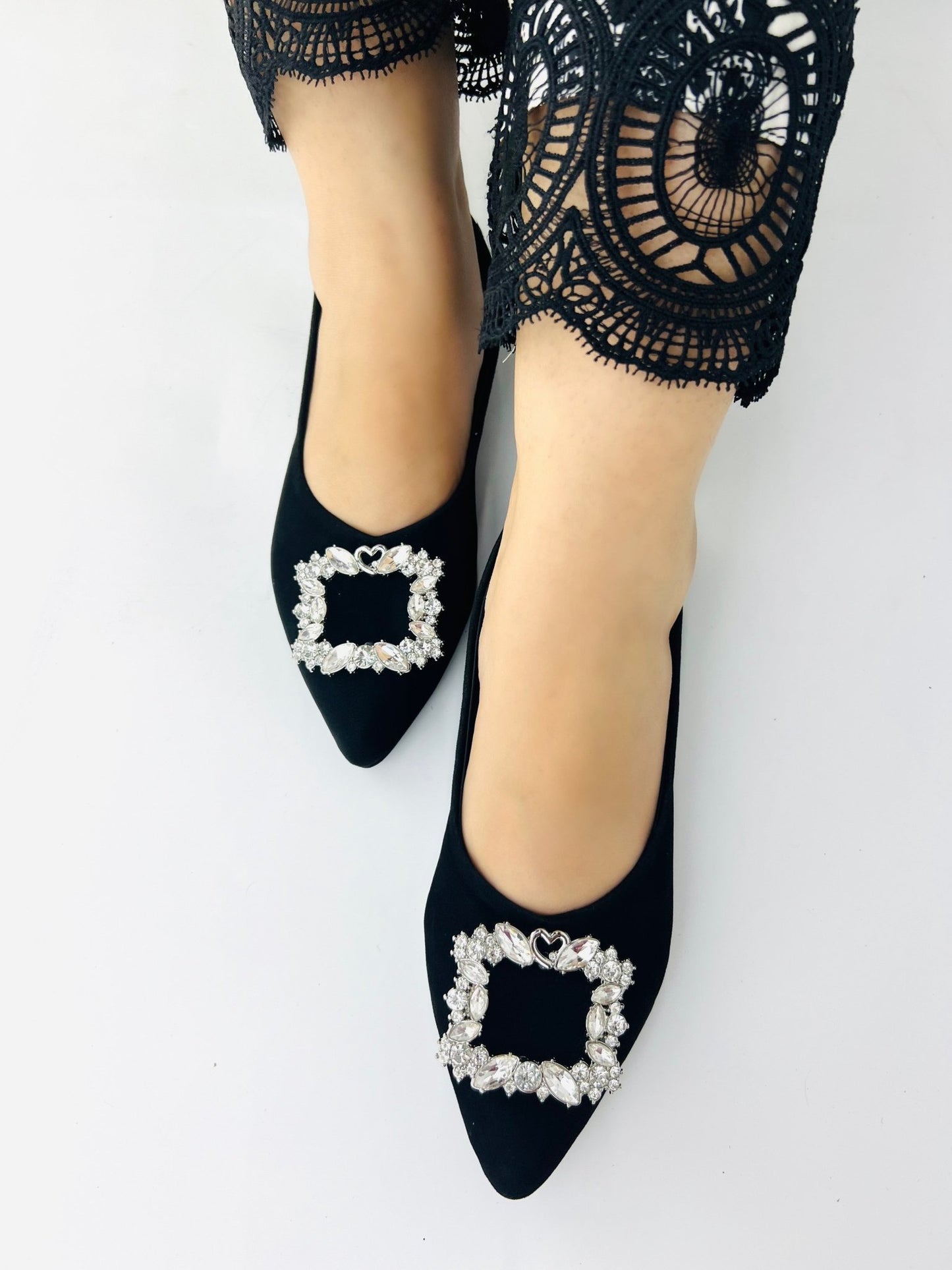 Myla Black Velvet Pump Shoes - Spunkz
