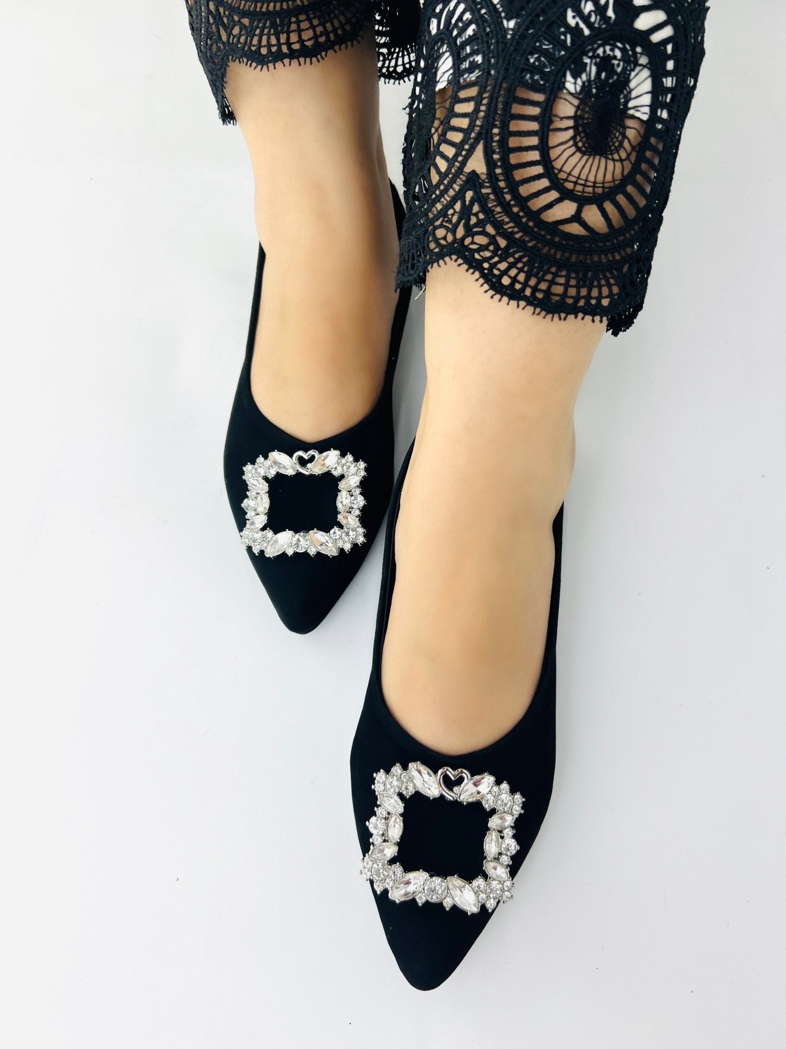 Myla Black Velvet Pump Shoes - Spunkz