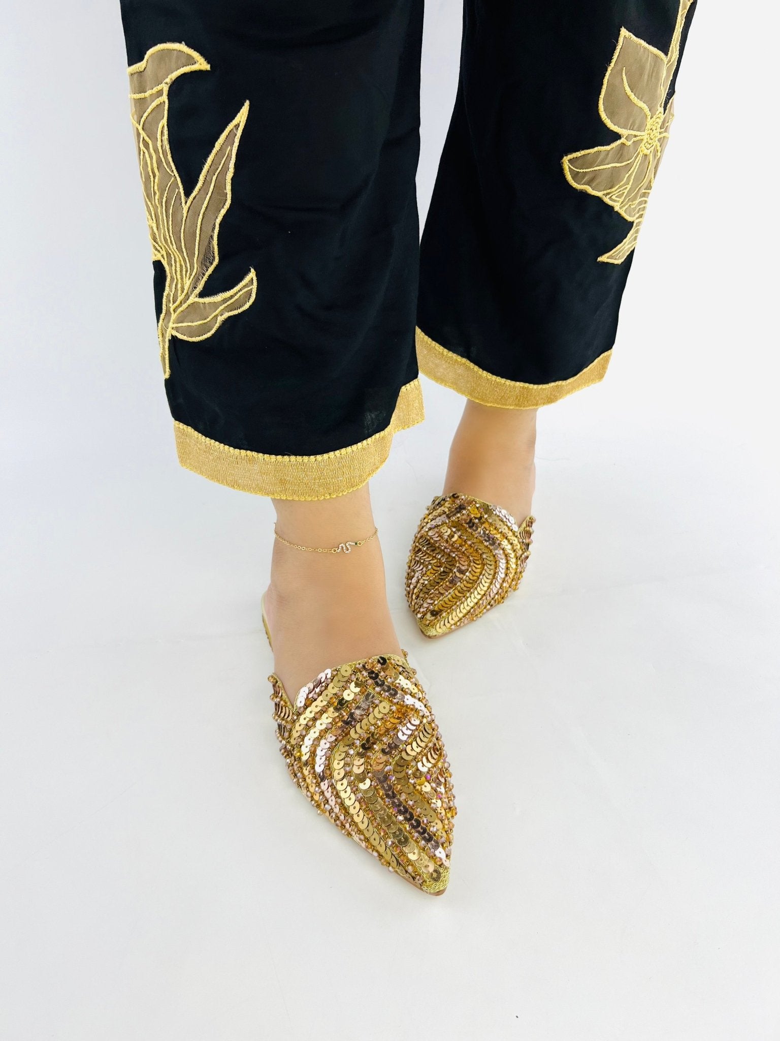 Gold Sequins Mules (11062) - Spunkz
