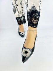 Black Buckle Flat Slingback Shoes (11003) - Spunkz