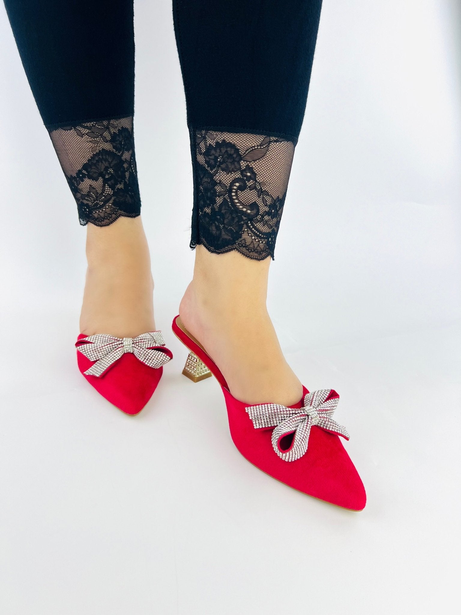 Velvet Bow Heel (Red) - Spunkz