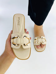 Chain Link Beige Slides (11080) - Spunkz