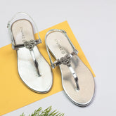 Anya Silver Flat Sandals (11071) - Spunkz