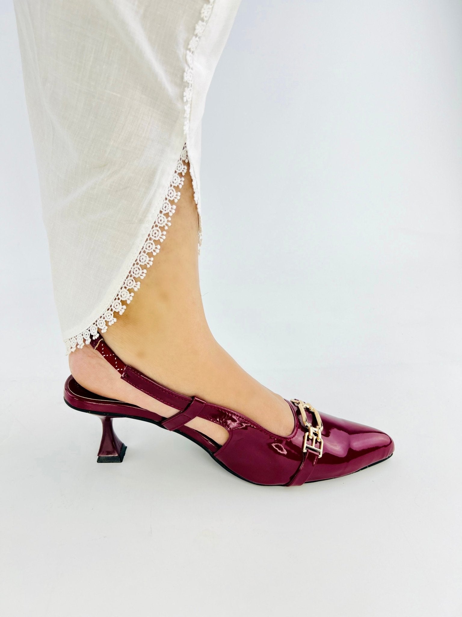 Burgundy Patent Heels - Spunkz