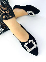 Myla Black Velvet Pump Shoes - Spunkz
