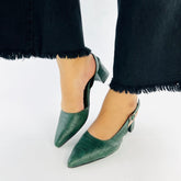 Croc Green Block Heel Sandals (12002) - Spunkz