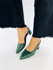 Croc Green Block Heel Sandals (12002) - Spunkz