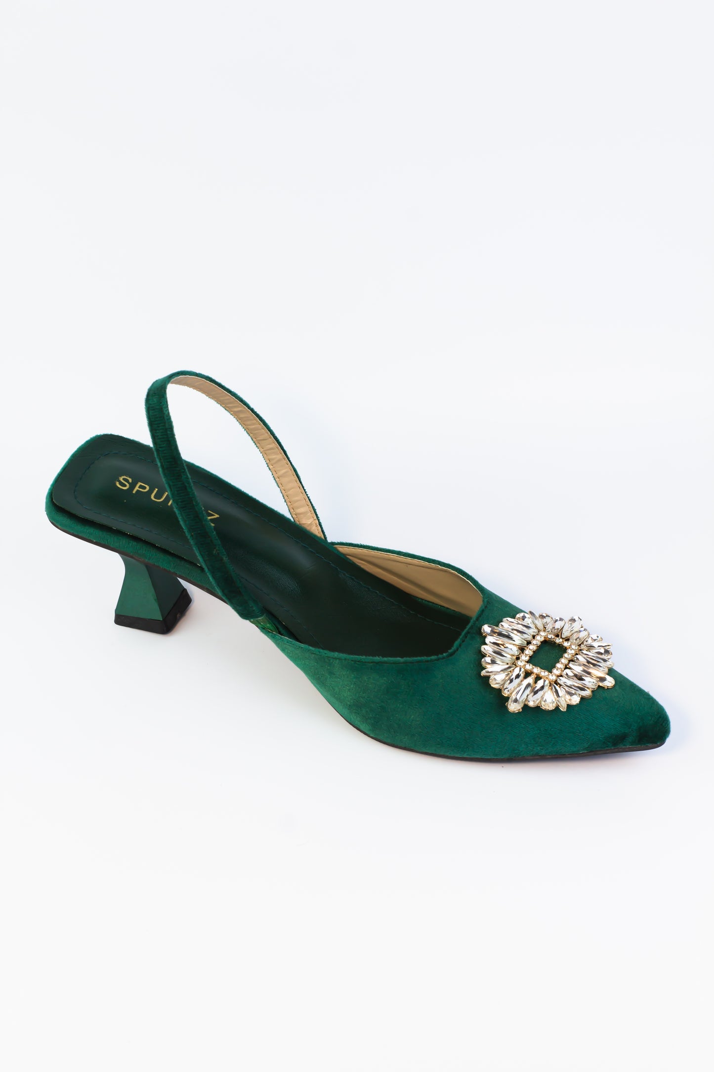 Anastasia Green Velvet Slingback - Spunkz