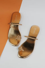 Cyra Gold Flat Sandals (11065) - Spunkz