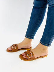 Chain Link Brown Flat Sandals (11080) - Spunkz