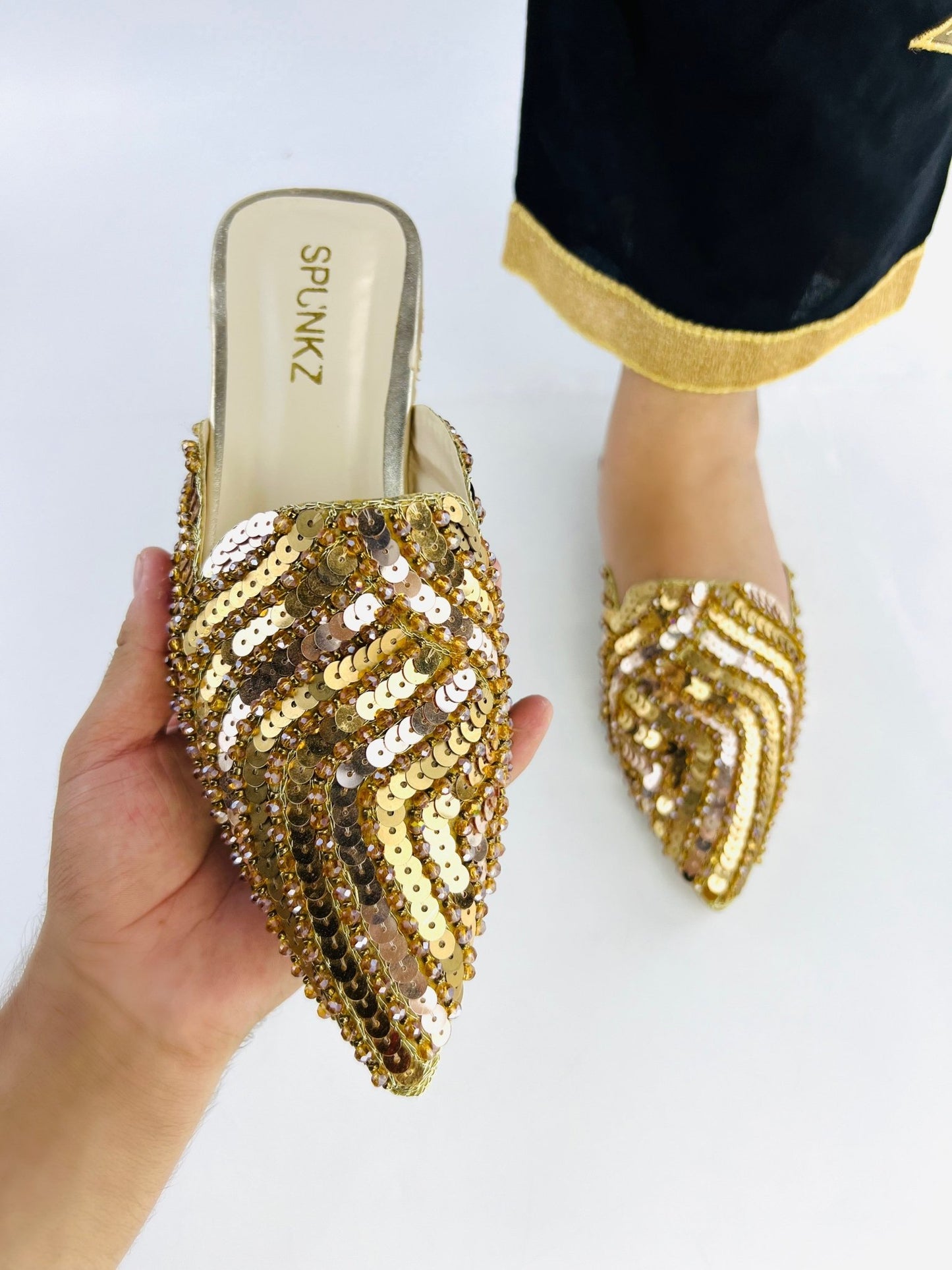 Gold Sequins Mules (11062) - Spunkz