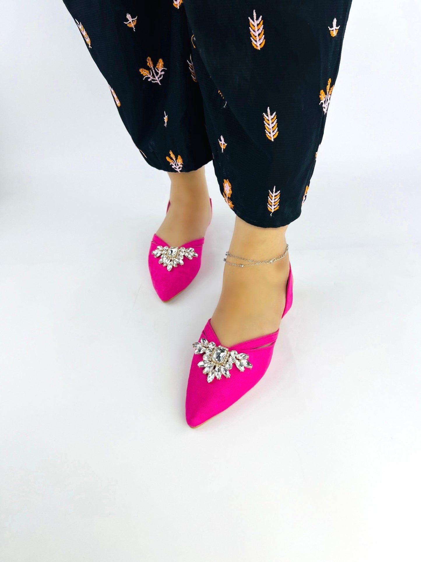 Velvet Pink Slingback Flats (11017) - Spunkz
