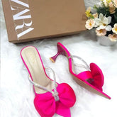 Fluffy bow heels 90388