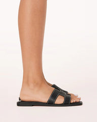 H Flat Black Slippers (11058) - Spunkz