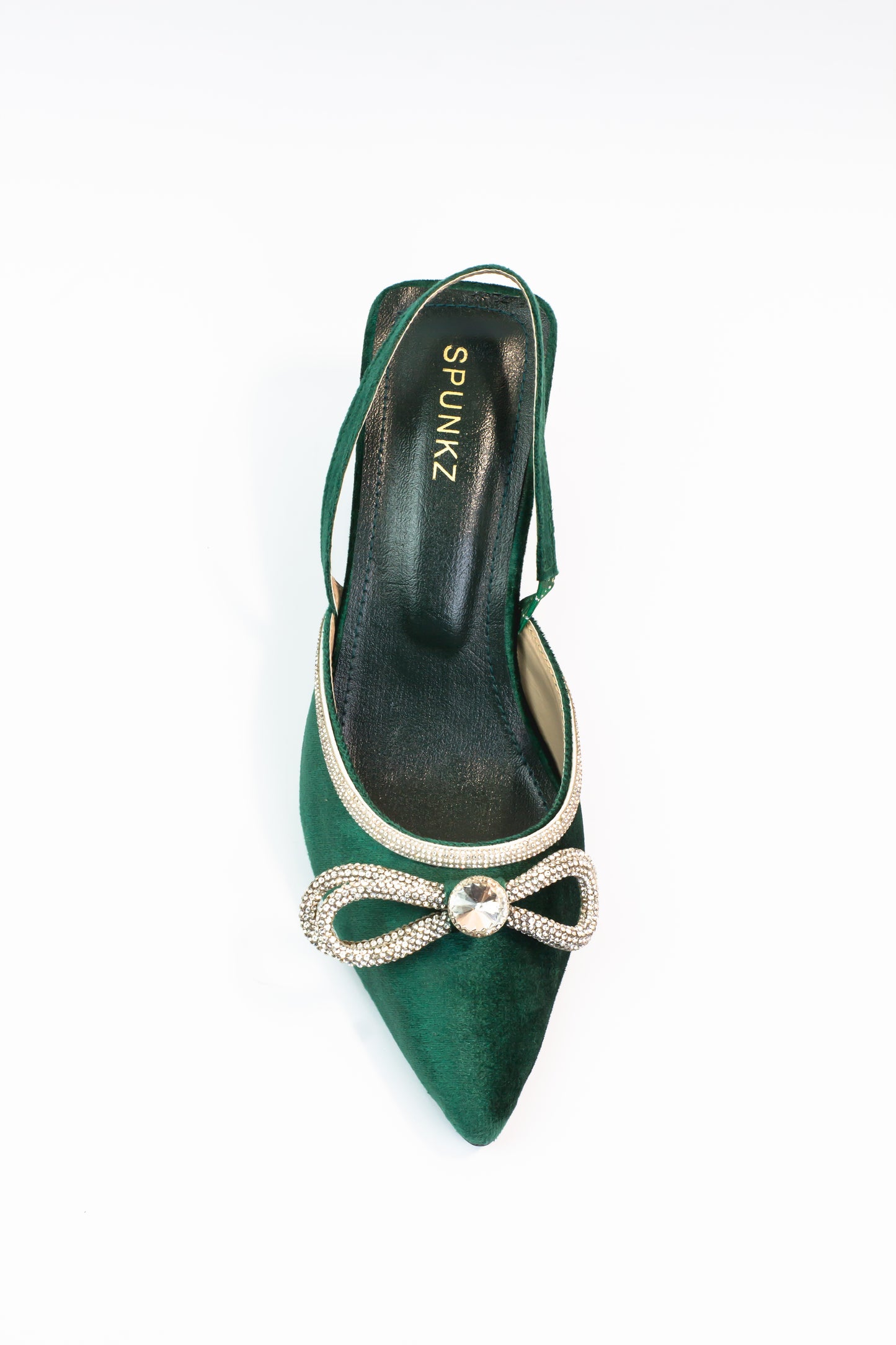 Jade Green Crystal Diamond Mesh Bowknot Diamante Heel - Spunkz