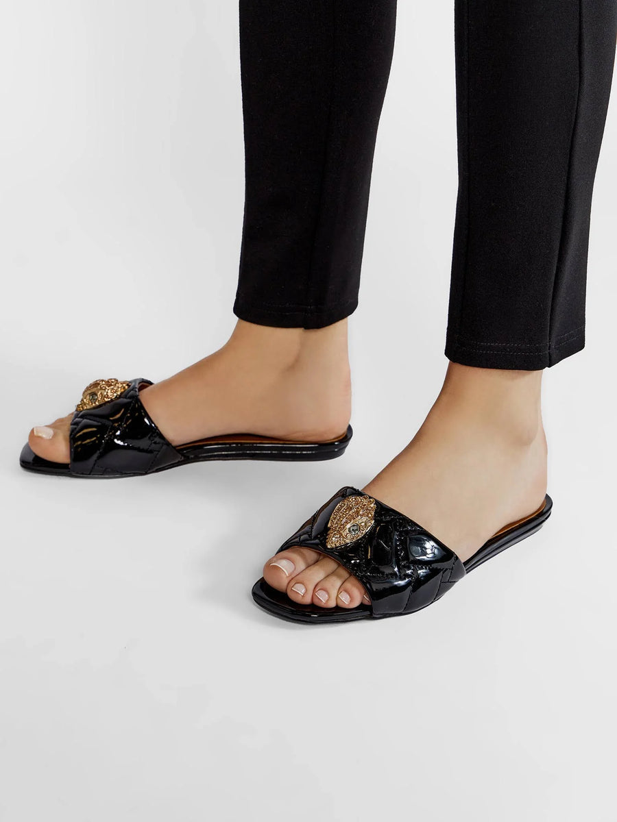 Black Patent Slides