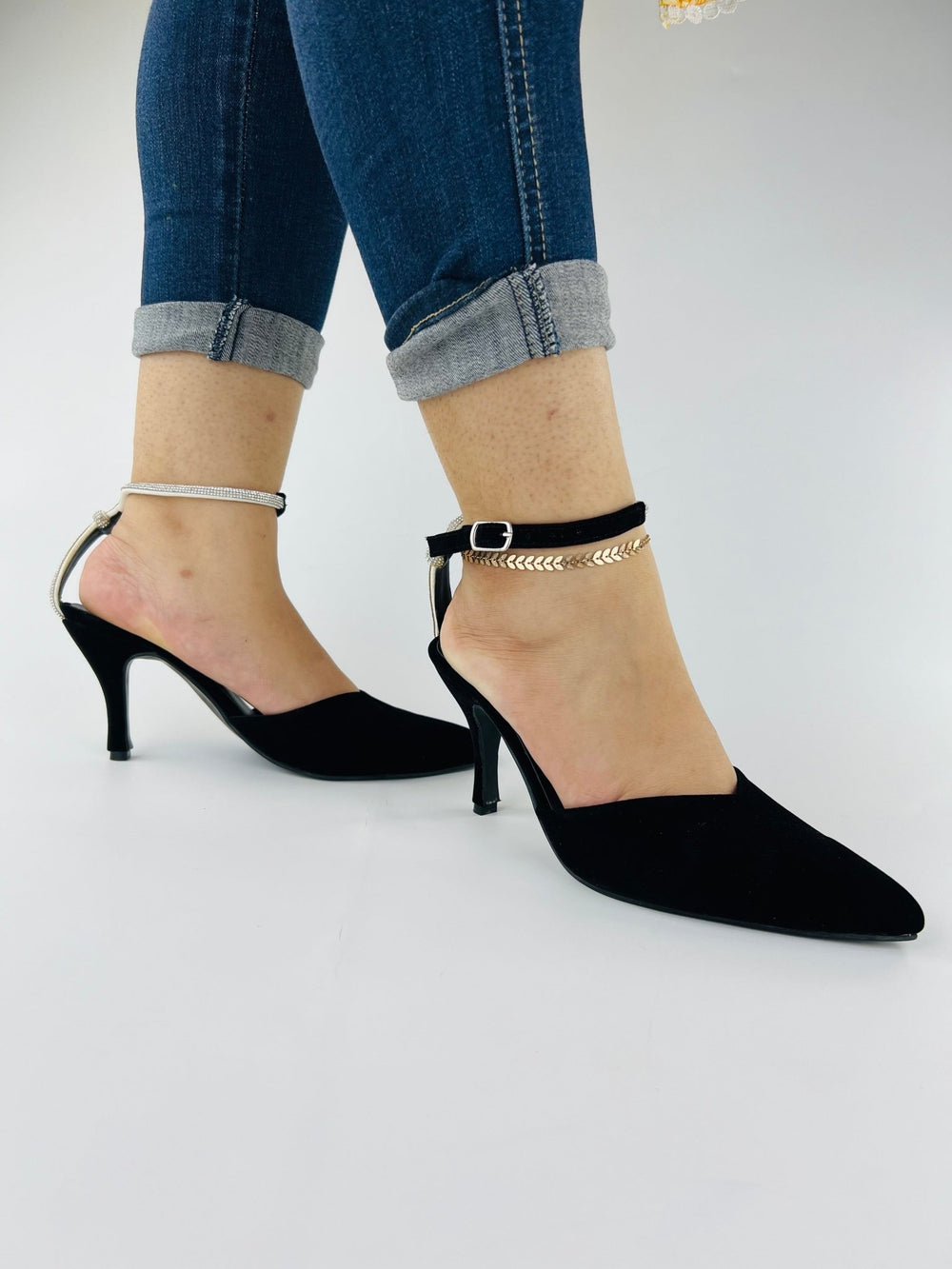 Velvet Black Mules (11082) - Spunkz