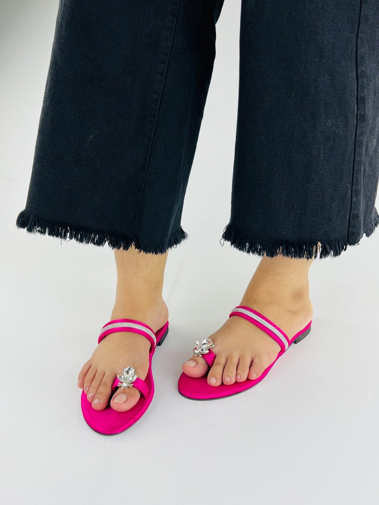 Pink Straps Flat Slippers (11025) - Spunkz
