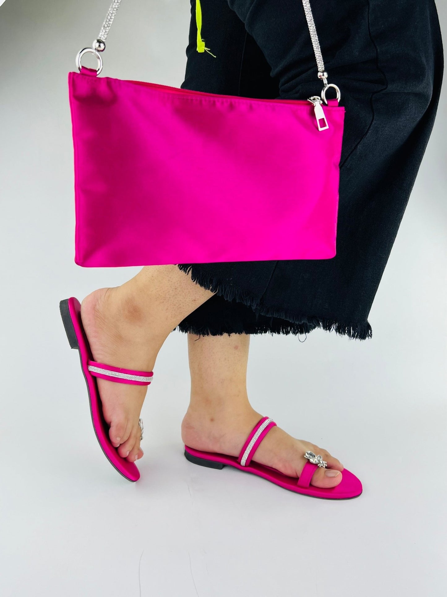 Pink Straps Flat Slippers (11025) - Spunkz