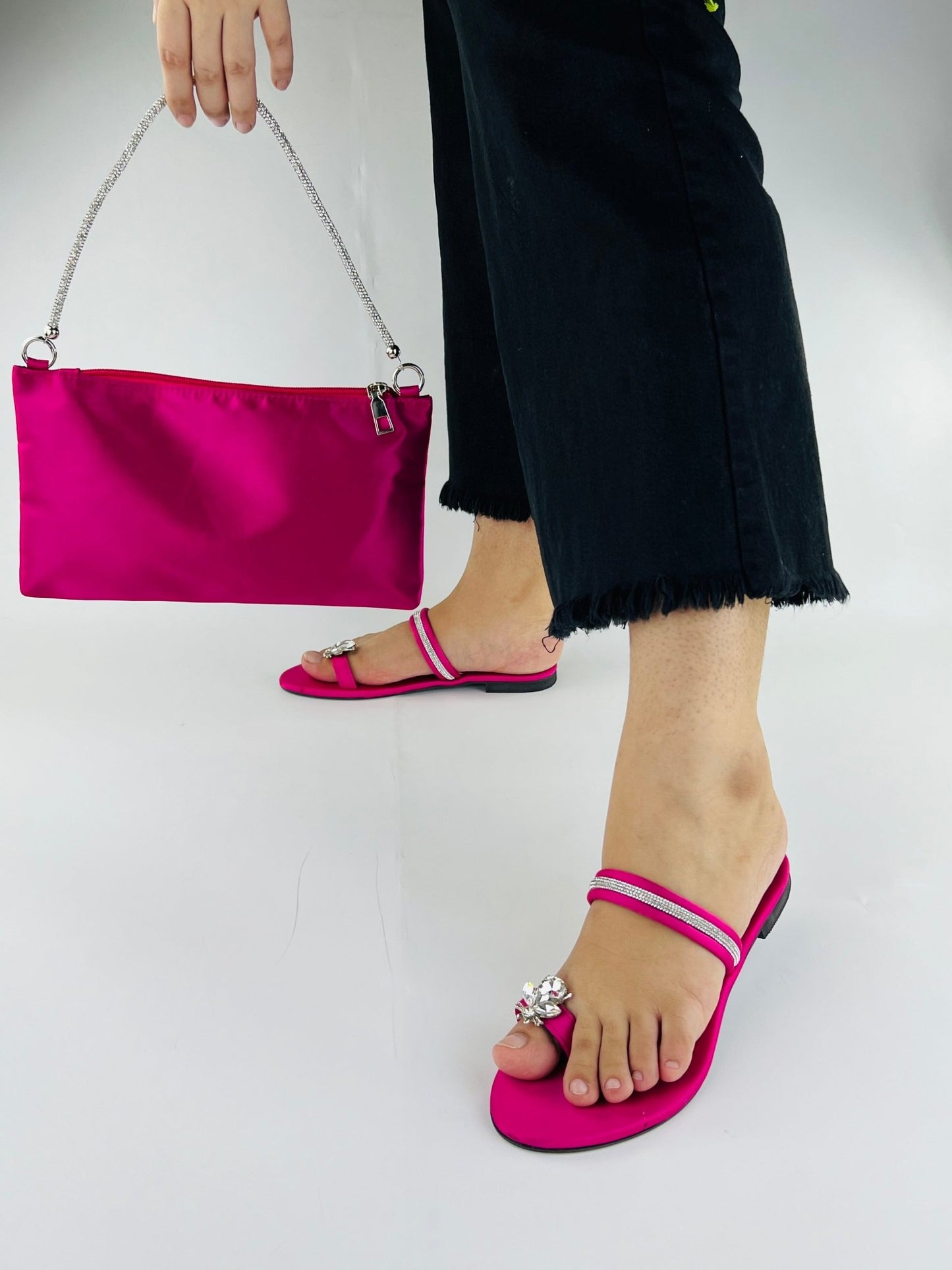 Pink Straps Flat Slippers (11025) - Spunkz