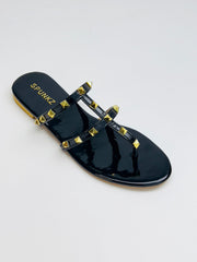 Rockstud Black Thong Flats - Spunkz