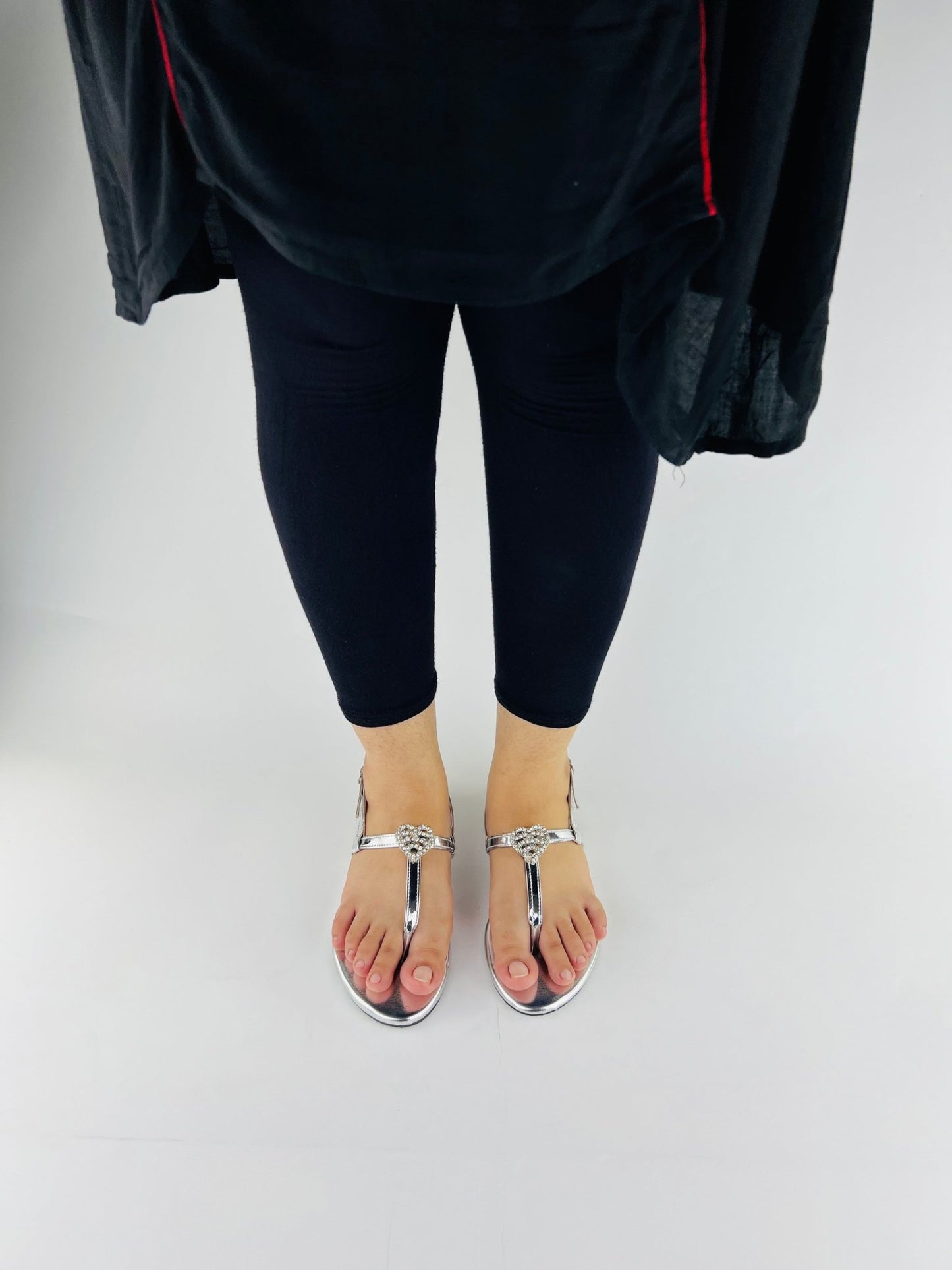 Anya Silver Flat Sandals (11071) - Spunkz