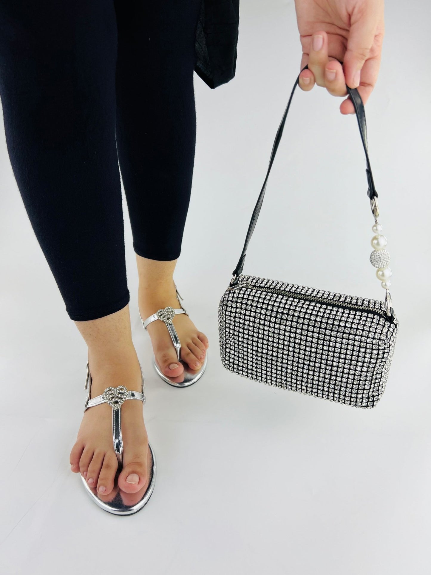 Anya Silver Flat Sandals (11071) - Spunkz
