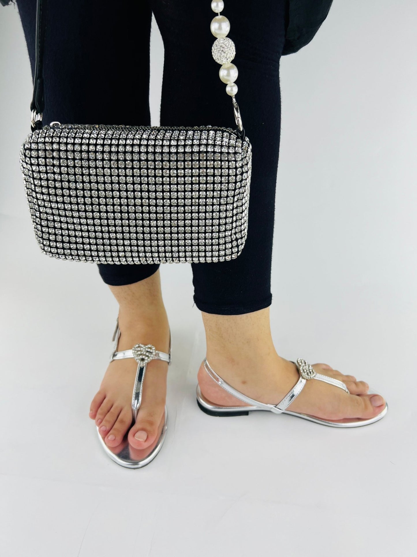 Anya Silver Flat Sandals (11071) - Spunkz