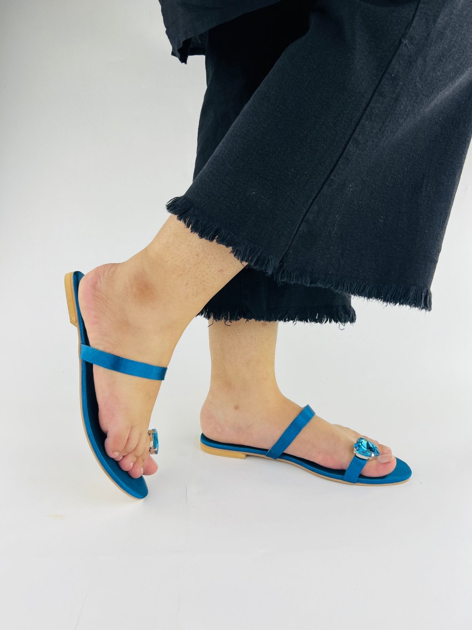 Heart Blue slip on sandals (11076) - Spunkz