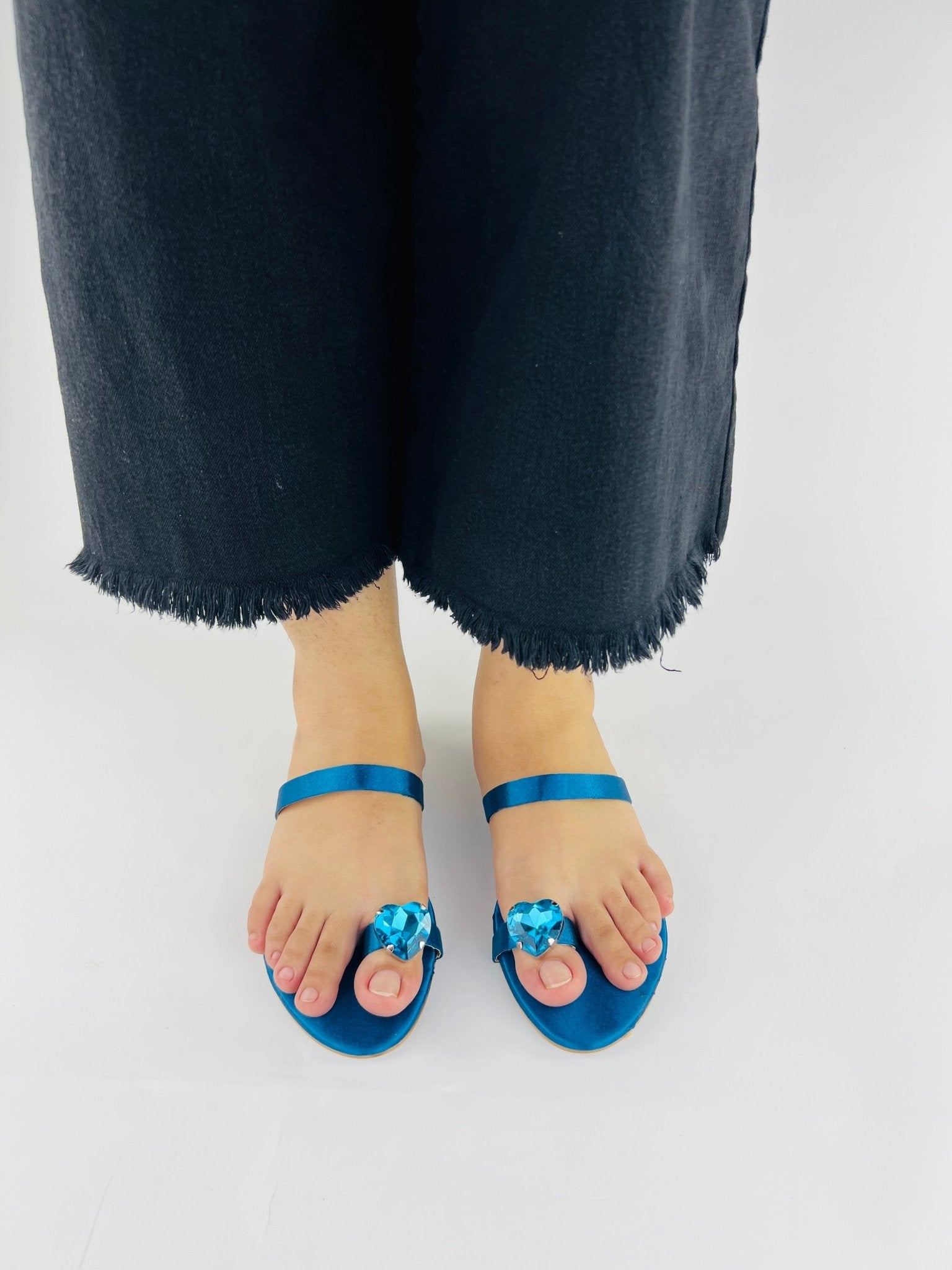 Heart Blue slip on sandals (11076) - Spunkz
