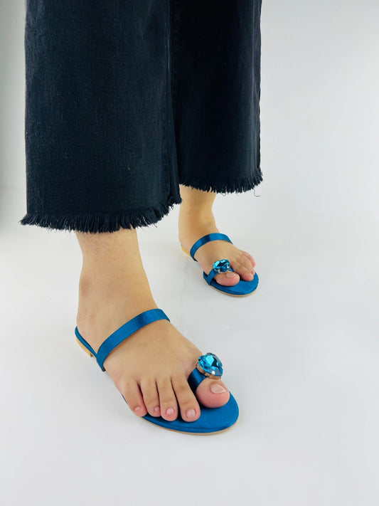 Heart Blue slip on sandals (11076) - Spunkz