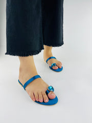 Heart Blue slip on sandals (11076) - Spunkz