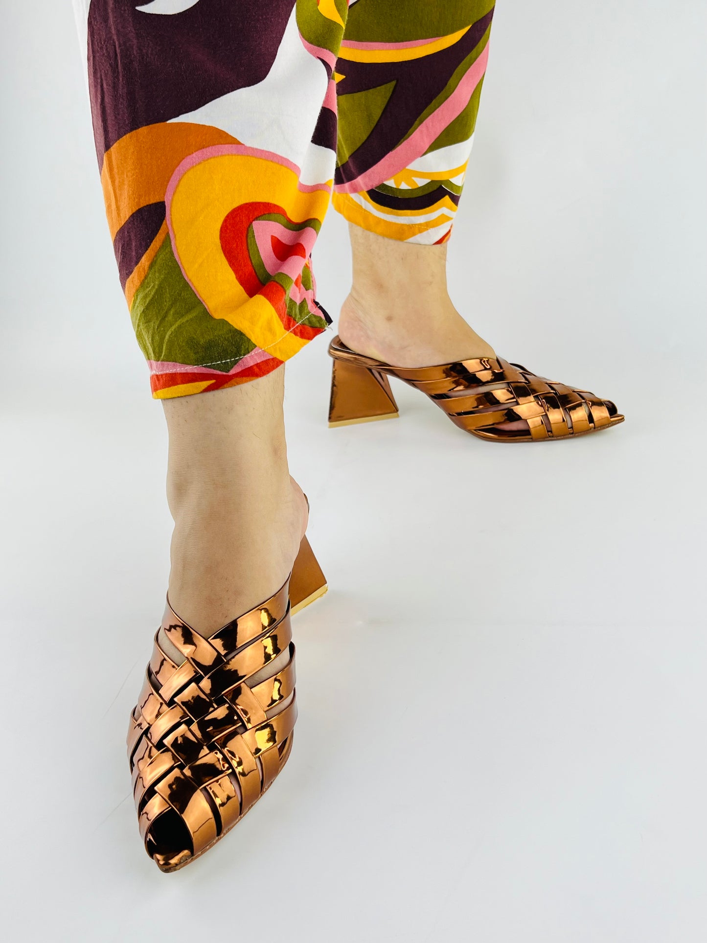 Alfie Copper Open Back Pointed Toe Strap Sandals-11051