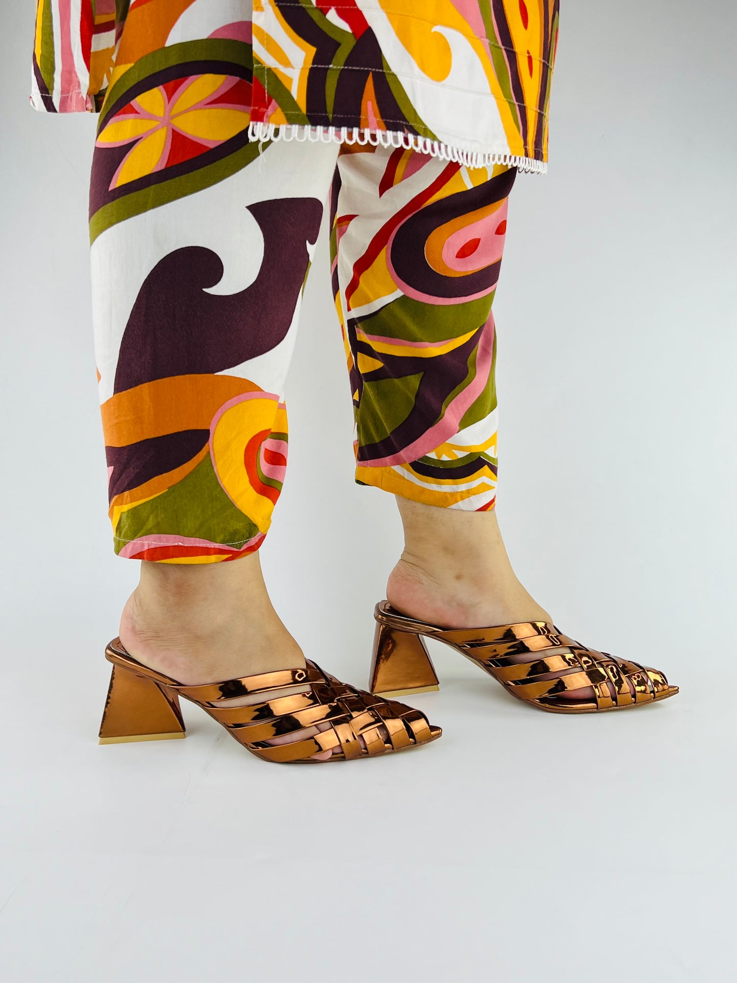 Alfie Copper Open Back Pointed Toe Strap Sandals-11051