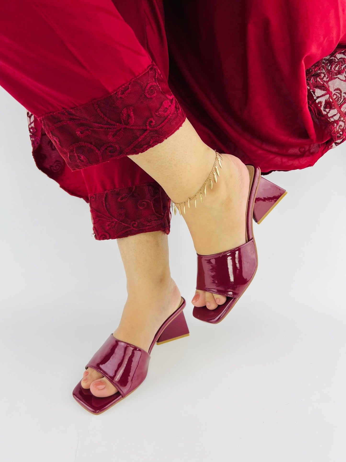 Glossy Wine Patent Heels - Spunkz