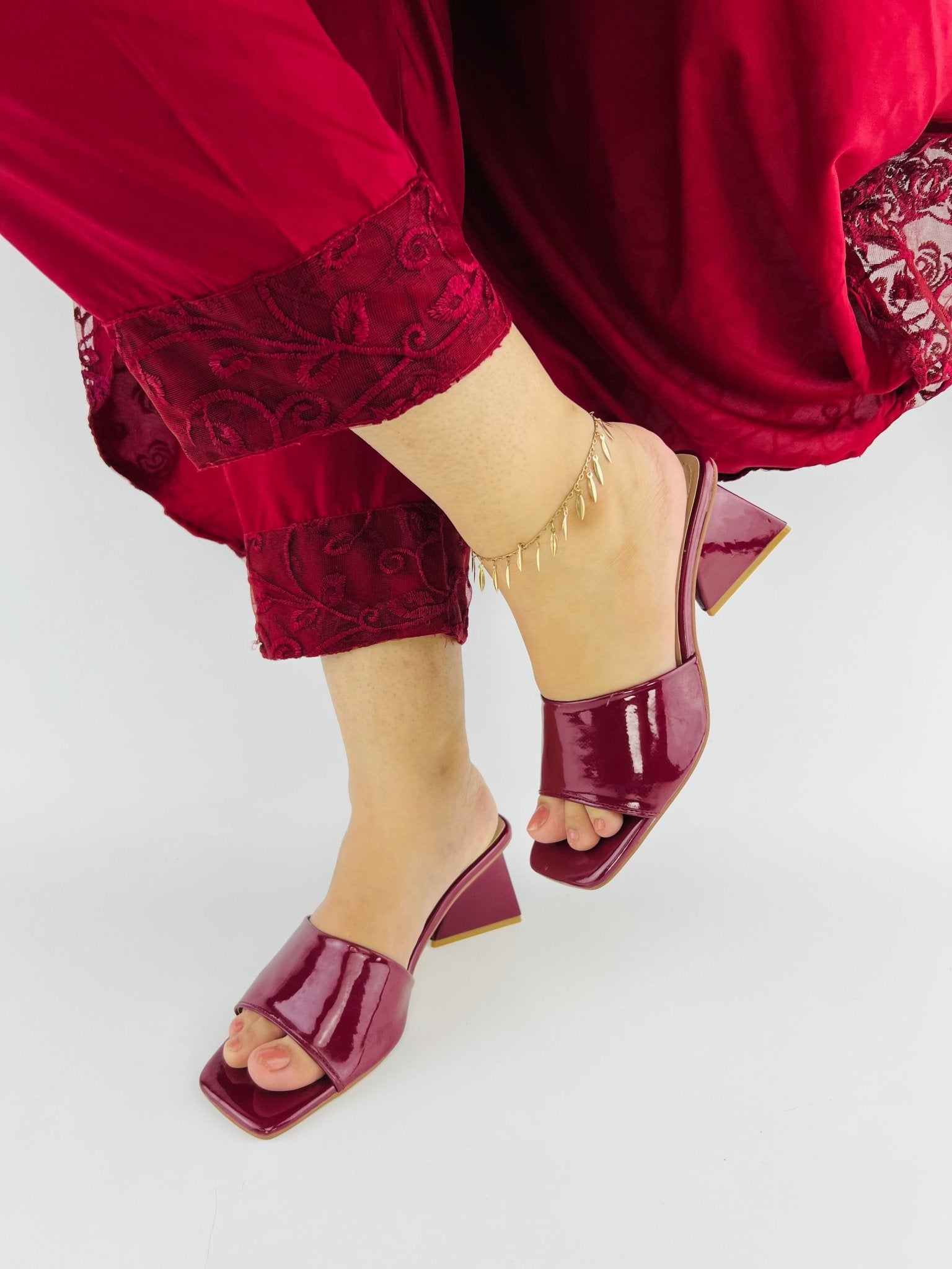 Glossy Wine Patent Heels - Spunkz