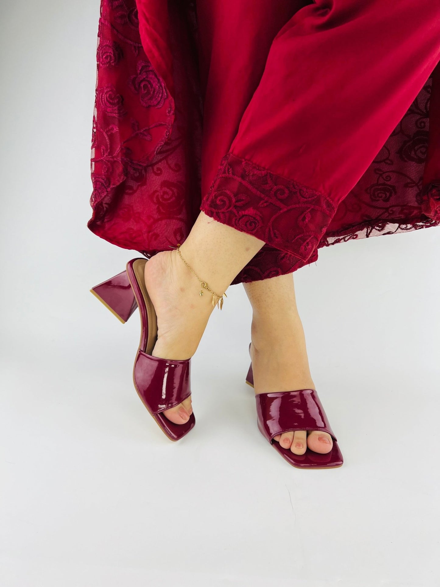 Glossy Wine Patent Heels - Spunkz